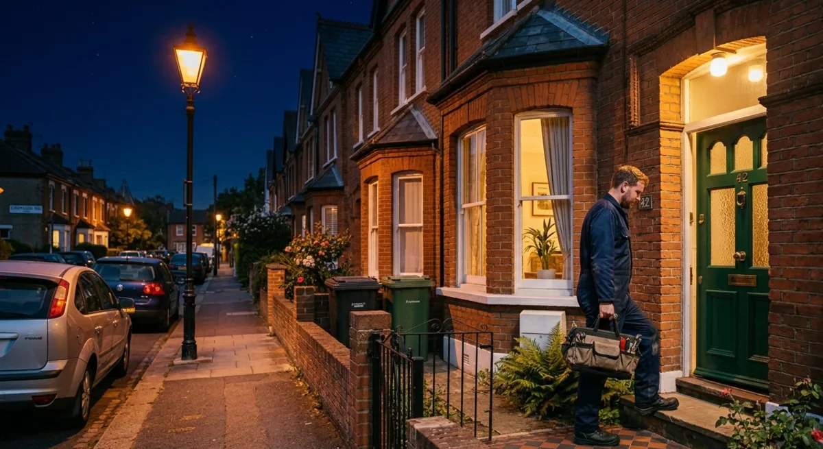 Engineer attending an evening boiler breakdown